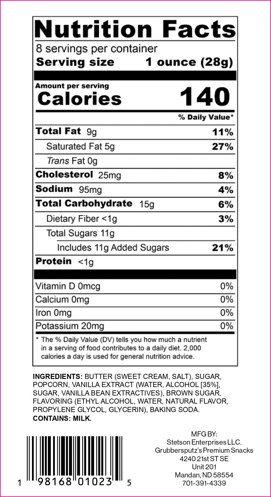 Cinnamon Whiskey Caramel Popcorn Label