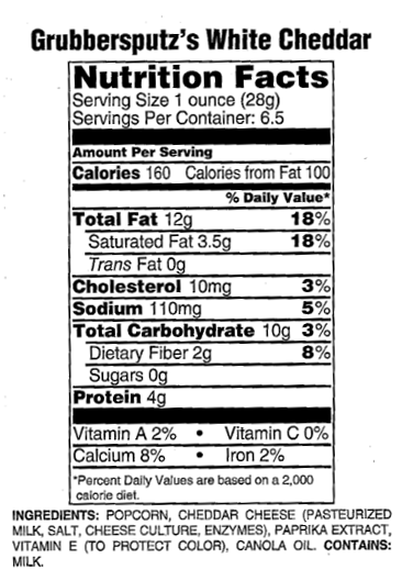 White Cheddar Popcorn Label